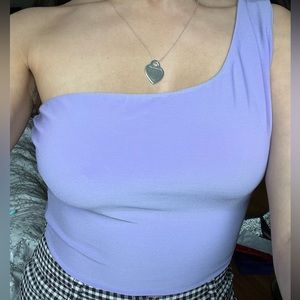One shoulder purple crop top